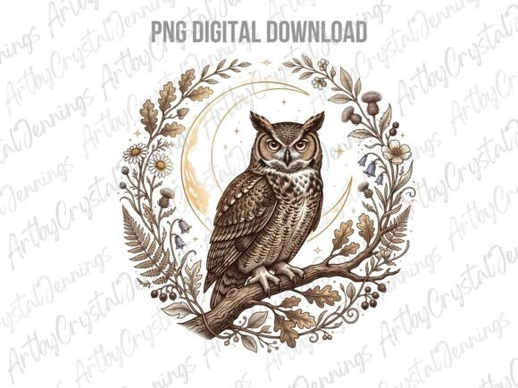Download Mystical Floral Owl &amp; Moon Celestial PNG - Premium Bundle