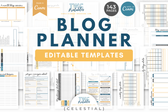 Download Blog Planner Canva Templates | CELESTIAL - Celestial Collection