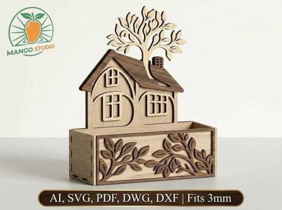 Download House &amp; Tree 3D Desk Organizer 3mm - Organizer Collection