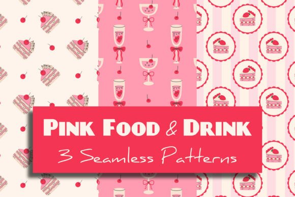 Download Pink Food &amp; Drink Seamless Patterns Set - Premium Resources